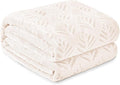 Exclusivo Mezcla Fleece Throw Blanket for Couch, Super Soft and Cozy Blankets All Season Use, Leaves Pattern, Plush Fuzzy Lightweight, Ivory, 50x60 Inch