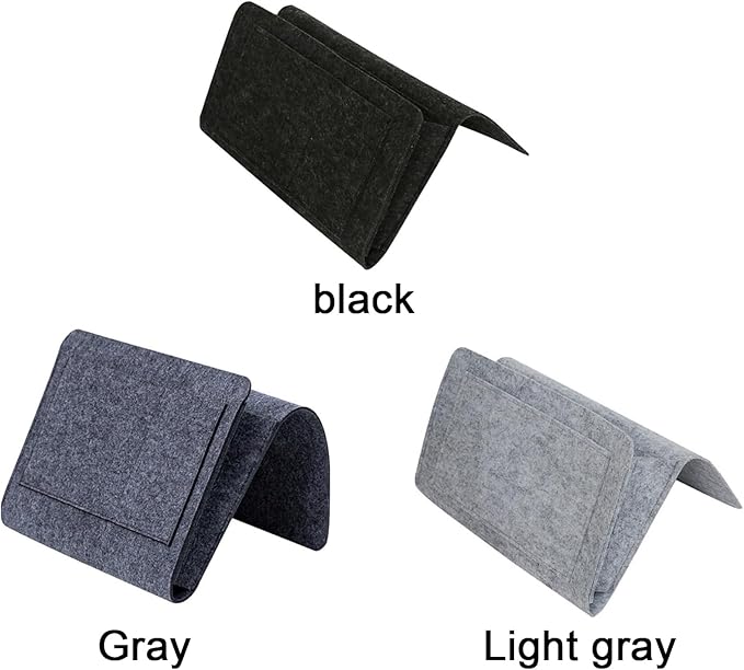 BFYDOAA Bedside Caddy Felt Storage Bag, Hanging Caddy Pockets Bag for Dorm,Bunk Bed,Sofa,Hospital Bed Rails Organizer(Dark Grey)