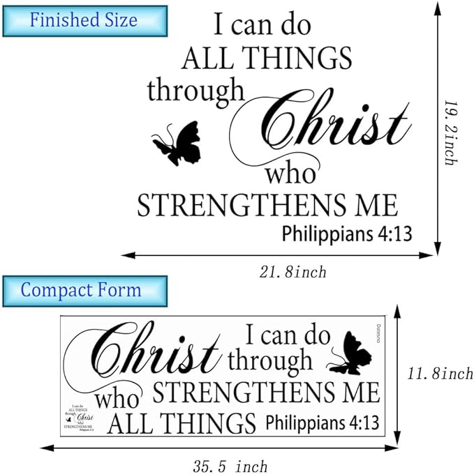 Motivational Quotes Vinyl Wall Decal Stickers I Can Do All Things Through Christ Who Strengthens Me Vinyl Christian Quotes Bible Scripture Inspirational Words Wall Stickers Religious Home Décor