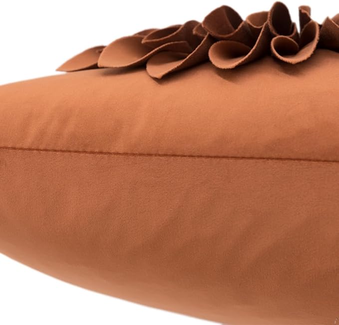 OiseauVoler 3D Sunflower Throw Pillow Cover Decorative Handmade Pillowcases for Couch Farmhouse Living Room Decoration 18x18 Inch Burnt Orange