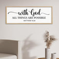 comurdyo With God All Things are Possible Wall Decor 40"X15" Matthew 19:26 Sign Bible Verse Large Wooden Framed Christian Scripture Prayer Wall Hanging Art (Wood)