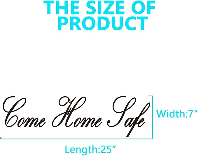 Inspirational Family Wall Stickers for Bedroom: Motivational Home Quotes Vinyl Art Wall Decals for Living Room Kitchen Apartment Bathroom - Come Home Safe 25" X 7"