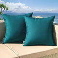 MIULEE Pack of 2 Decorative Outdoor Waterproof Pillow Covers Square Garden Cushion Sham Throw Pillowcase Shell for Spring Patio Tent Couch 16x16 Inch Teal Blue
