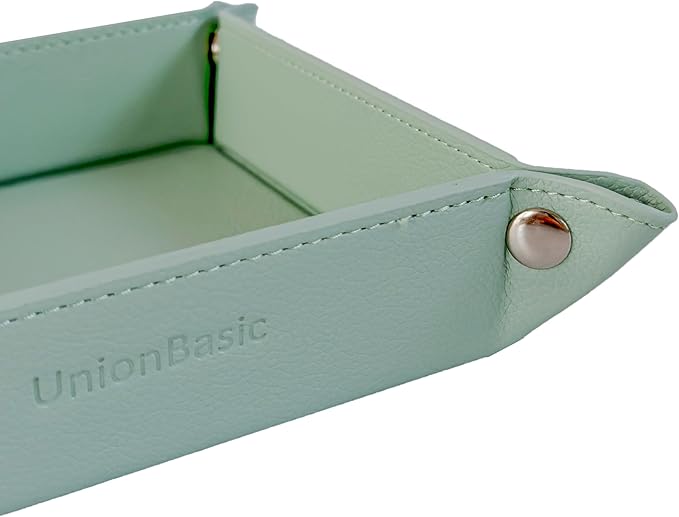 UnionBasic Valet Tray, Jewelry Tray for Rings Earrings, Entryway Catchall Caddy for Coins Keys Change, Nightstand Organizer Bedside Valet Holder, Trays for Electronic Gadgets, Lychee Mint Green