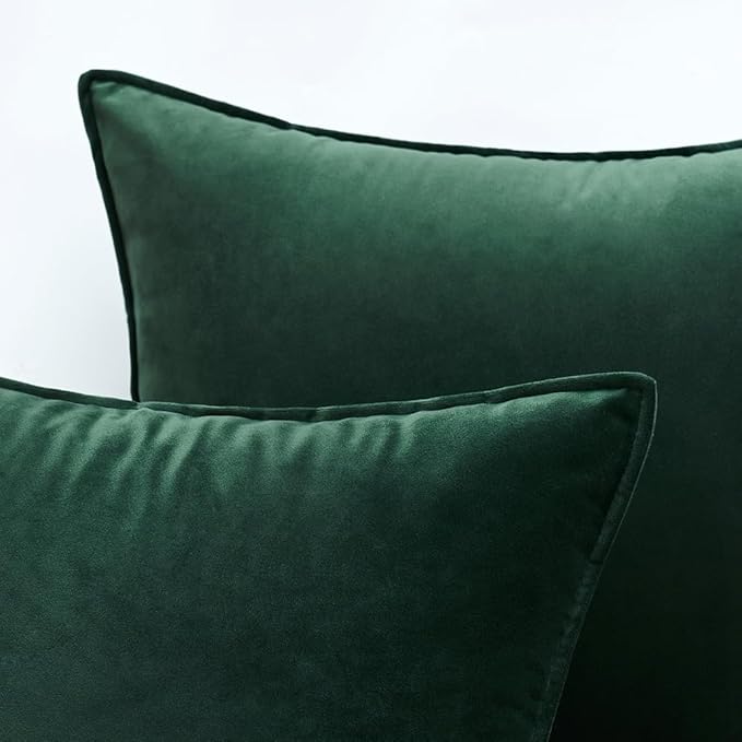 MIULEE Army Green Velvet Throw Pillow Covers 20x20 Soft Decorative Solid Square Cushion Cases Pack of 2 Modern Luxury Home Decor for Couch, Sofa, Bedroom