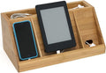 Lipper International 812 Bamboo Wood Charging Station for Cell Phones, iPads, Tablets