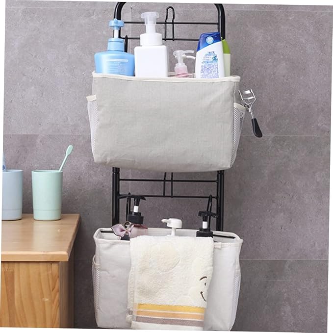 Luxshiny 1Pc Felt Fabric Bedside Storage Bag Organizer Grey Hanging Container for Dorm Car Bed Rails for Phone Snacks Books Chargers Versatile Storage