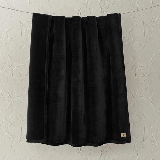 UGG Coco Plush Fleece Throw Blanket – Soft & Cozy Blanket for Couch, Bed & Sofa, Perfect for Home Decor, House Warming Gifts or Luxurious Birthday Gifts for Women, 50" x 70", Black Ink