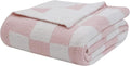 bearberry Fuzzy Checkerboard Grid Throw Blanket Soft Cozy Warm Microfiber Blanket Decor for Couch Sofa Bed Travel Home (Pink, 50''x60'')