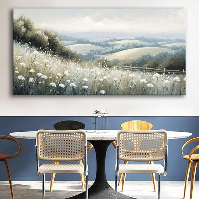 Sea of Flowers Canvas Wall Art - Modern landscape Paintings for Living Room, Bedroom Wall Decor, Framed Wall Art for Home or Office Decoration, Large wall Art 60x30in