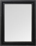 Black Wood Beaded Frame Wall Mount Mirror, 12 x 16 Inches Modern Farmhouse Real Glass Horizontal/Vertical Hanging Mirror for Bathroom, Living Room, Entryway