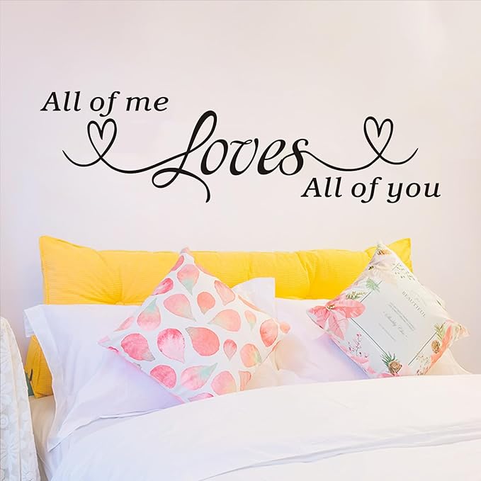 Love Quotes Wall Stickers for Bedroom: Inspirational Couples Romantic Marriage Wall Decals - Family Bathroom Home Vinyl Art Wall Decor - All of Me Loves All of You 35" X 9.8"
