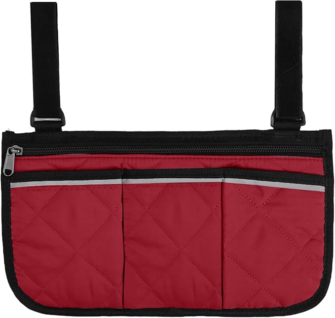 Camping Armrest Storage Bag, Chair Armrest Organizer, Car Seat Hanging Bag, Extended Back Buckle Canvas Beach Chair StorageBag, Side HangingBag For Bedside/Outdoor/Beach/Camping(red)