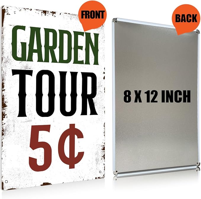 Metal Garden Metal Tin Sign Outdoor Gardening Signs, Retro Hummingbird Welcome Sign Decorative Flower Sign Cute Signs Vintage Secret Decor Farm Home Decor Wall Personalized 12×8 Inch