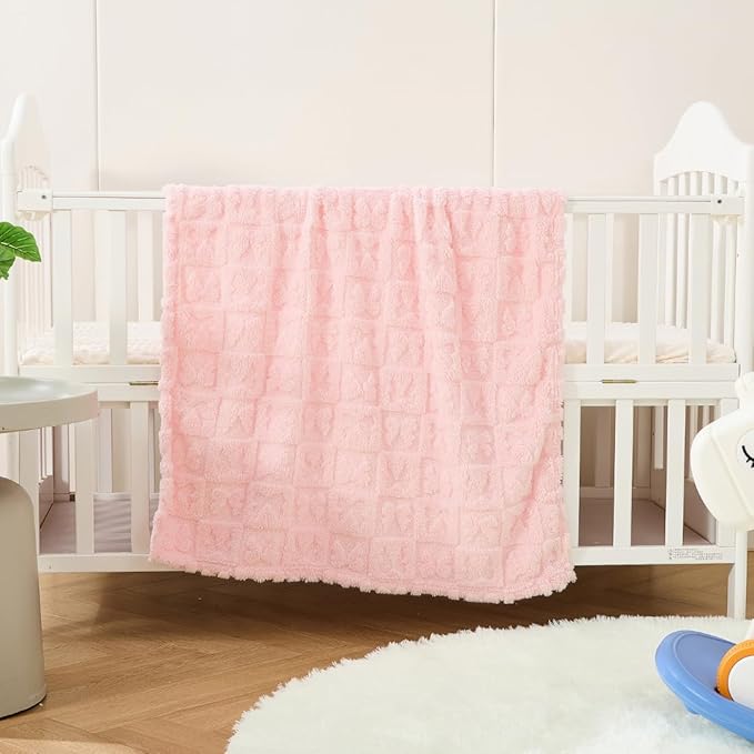 Belle Bow Baby Blanket 30x40 – Ultra Soft Fleece Bow Blanket, Cozy Crib Stroller & Pet Stroller Blanket for Baby Girl & Small Pets, (Light Pink)