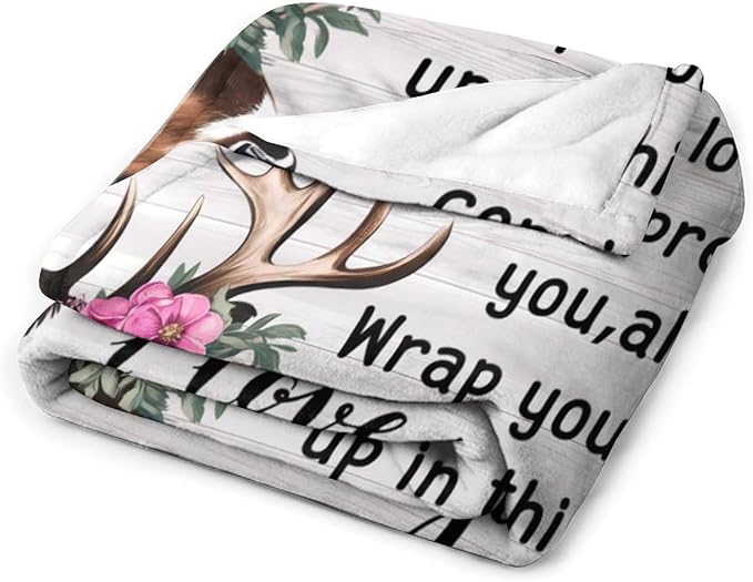 ITFRO Flannel Fleece Throw Blanket Pillow Cover Set 50x60 Inch Ultra Soft Blanket 18x18 Inch Plush Pillow Case All Seasons Daughter Gift for Birthday Valentine's Christmas (Daughter)
