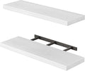 Fixwal White Shelves, 22" Long Floating Shelves for Living Room, Bedroom, Bathroom and Kitchen, Wall Mounted Shelves for Storage, Books, Room Decor Set of 2