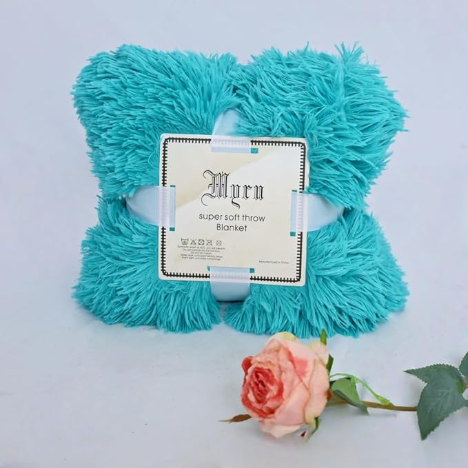 Plush Super Soft Blanket Bedding Sofa Cover Furry Fuzzy Fur Warm Throw Qulit Cozy Couch Blanket for Winter (51x63 Inches,Turquoise)