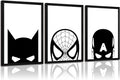 Superhero Spiderman Canvas Wall Art Black And White Wall Art Superhero Posters Spiderman Pictures Painting Wall Decor Superhero Poster for Living Room Bedroom 12x16 Inch Black Framed Set of 3
