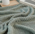 KyraHome Cotton Throw Blankets for Couch, Kids, 50"x60" 100% Organic Cotton Plant Dyed Breathable Lightweight Warm Gauze Muslin Blankets for Adults, Travel, All Season, Sage Green