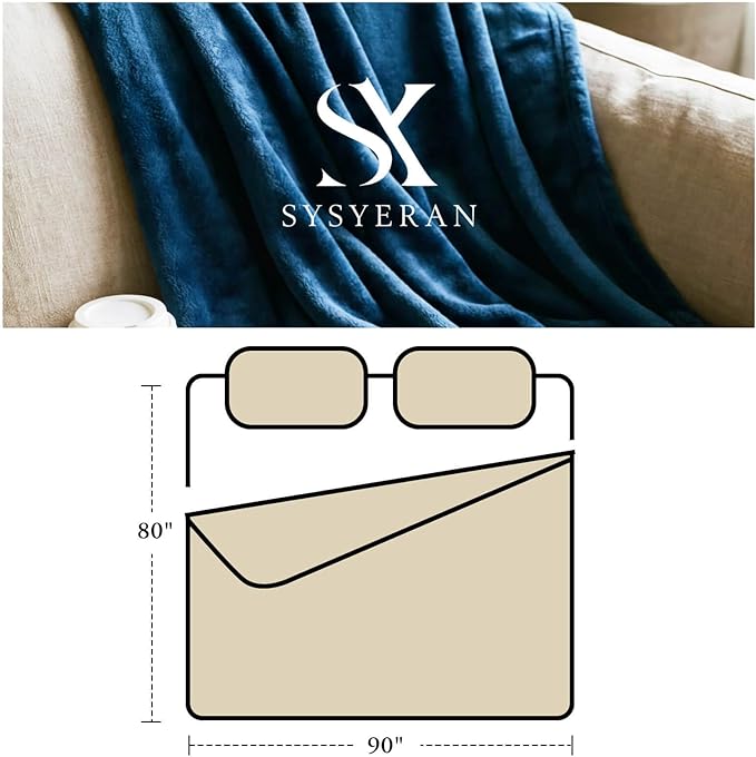 Plush Velvet Fleece Bed Blanket, Lightweight Queen Size Blanket, Soft Fuzzy Cozy Blanket for Couch (Royal Blue, Queen)