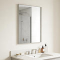Bathroom Mirror for Wall, 36x24 Inch Metal Framed Mirror, Brushed Nickel Rectangle Mirror, Bathroom Vanity Mirror Farmhouse, Tempered Glass, Anti-Rust, Hangs Horizontally or Vertically
