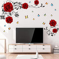 Supzone Red Rose Wall Stickers - DIY Vinyl Mural Art for Bedroom, Living Room, Sofa Backdrop & TV Wall Decoration