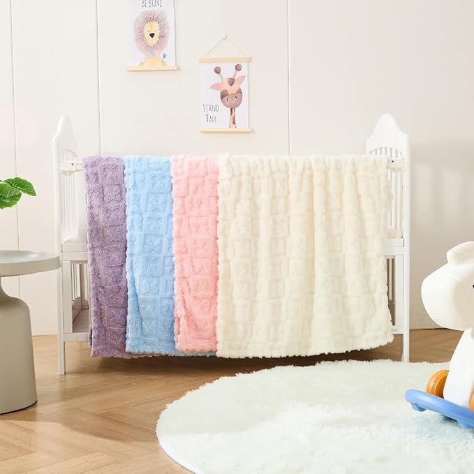 Belle Bow Baby Blanket 30x40 – Ultra Soft Fleece Bow Blanket for Gender Reveal, Cozy Baby & Pet Stroller Blanket for Newborn Infant Toddler (Cream)