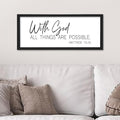 flowtorely With God All Things Are Possible Wall Decor Scripture 24"×10" Matthew 19:26 Bible Verse sign Christian Large Wood Framed Wall Hanging (Black)
