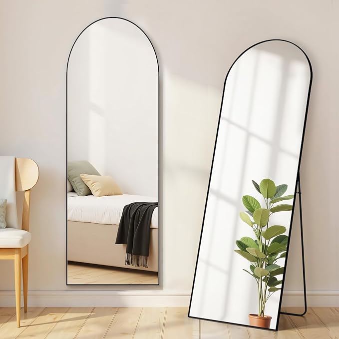Mirror Full Length, Upgraded Body Wall Mirrors with Shatter-Proof Glass, Floor Standing, Hanging or Leaning, Tall Mirror with Stand Aluminum Alloy Frame for Bedroom Cloakroom