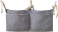 Bedside pouch for storing baby bottles and blankets - Bedside storage bag for organizing baby diapers - Gray
