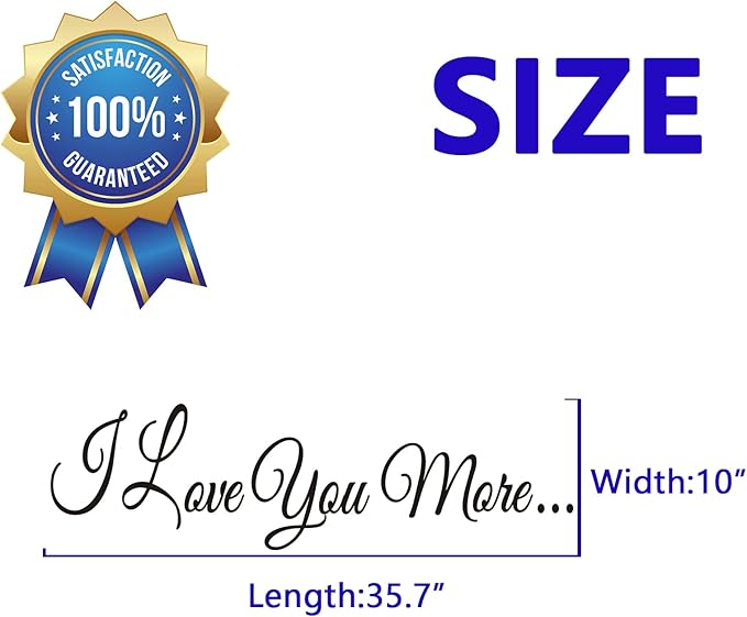 VODOE Love Quotes Wall Decor, Bedroom Wall Decals, Positive Dorm Church Master Bedroom Romantic Wedding Kiss Mr and Mrs Husband Letters Decorations Art Home Vinyl Stickers I Love You More 35.7"X10"