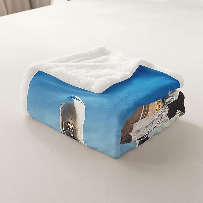 Erosebridal Aircraft Throw, Aviation Airplane Sherpa Blanket for Kids, Teens, Adults - Runway Track Fleece, Taking Off Fuzzy Queen 90"x90" White Blue Sofa Decoration