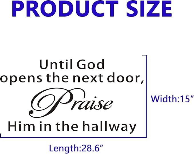 Bible Verse Wall Decals for Bedroom: Christian Quotes Inspirational Vinyl Art Wall Stickers for Living Room Kitchen - Until God Opens The Next Door 28.6" X 15"