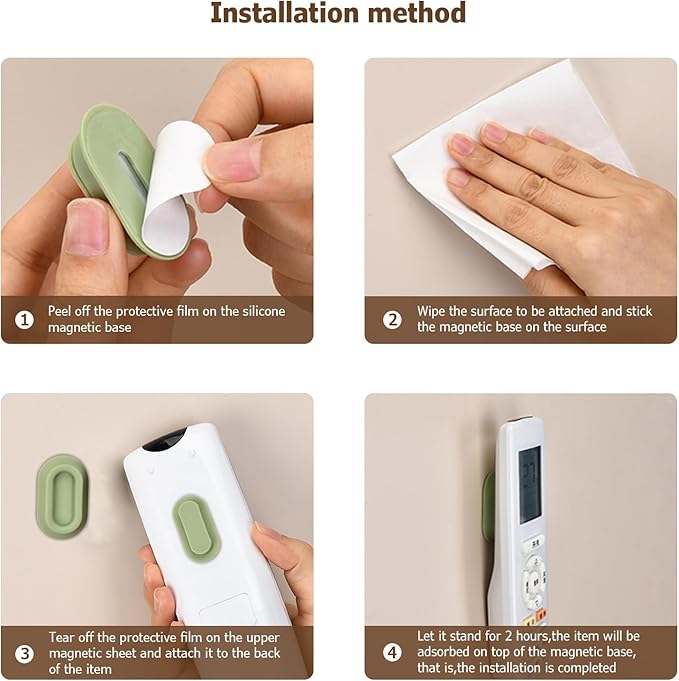 Magnetic Remote Control Holder Wall Mount - 4 Pcs No Drill Self-Adhesive Organizer for Air Conditioner & TV Remotes, Storage Caddy for Televisions Backside - Multicolor
