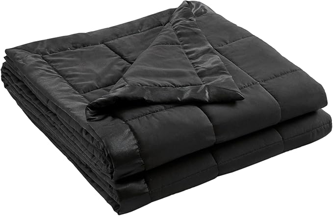 Madison Park Queen Size Blanket Ultra-Soft Microfiber Queen Size, Box Quilting with Satin Binding, All Season & Lightweight Queen Summer Blanket for Bed, Couch & Sofa, Full/Queen, Black