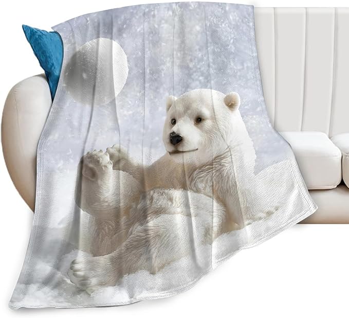 Polar Bear Blanket for Girls Women Boys Men Adults Kids Soft Cozy Fleece Cute White Bears Throw Blankets Gifts Warm Flannel Plush Lightweight Decorative for Couch Bed Sofa 80"X60"