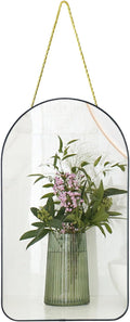 Funerom Decorative Arched Wall Mirror with Black Frame, 15.8 x 9 inches, Small Modern Hanging Mirror for Bedroom Bathroom