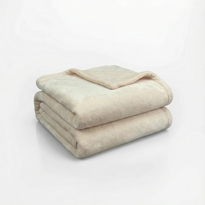 Fleece Blanket Twin - 60x80 Inch Lightweight & Buttery-Soft Throw for Bed, Sofa, Camping | 300GSM Cloud-Touch Microfiber | Cozy Essentials for Travel & Movie Nights, (Cream)