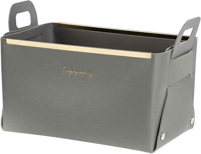 Foldable Basket Organizers and Storage Shelves Cart Cabinet Closet,Small Cube Organizer Bin with Handles (Dark Grey)