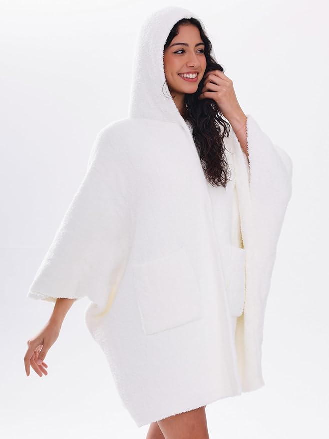 WDCOZY Wearable Blanket Hoodie Poncho Throw Comfy Soft Warm Cape Shawl Cozy Cloak Wrap Hooded with Sleeves For Women Adults