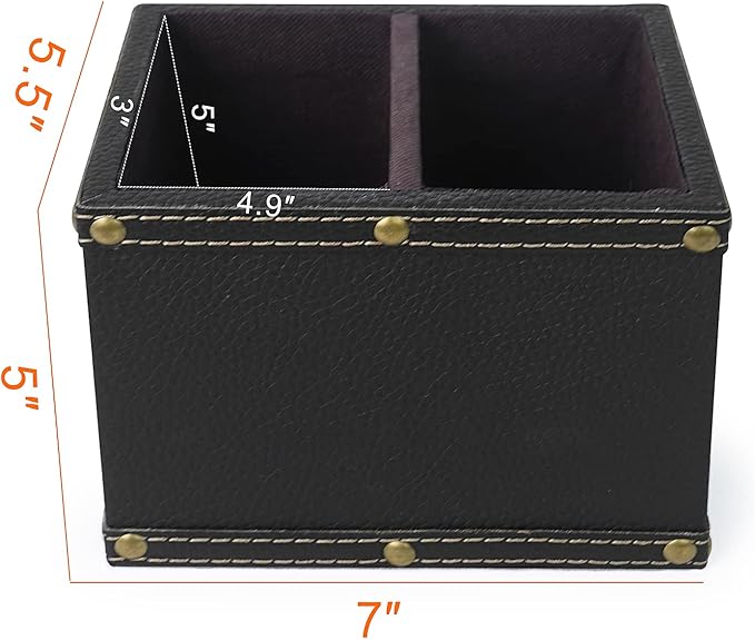 DreamsEden 2 Slots Wood Remote Control Holder Storage Box (Black)
