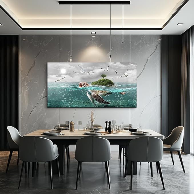 Canvas Wall Art For Living Room Large Size Wall Decor For Bedroom Artwork For Walls Pictures Sea Turtles Canvas Art Prints Bathroom Decoration Blue Ocean Paintings Ready To Hang Room Home Decorations