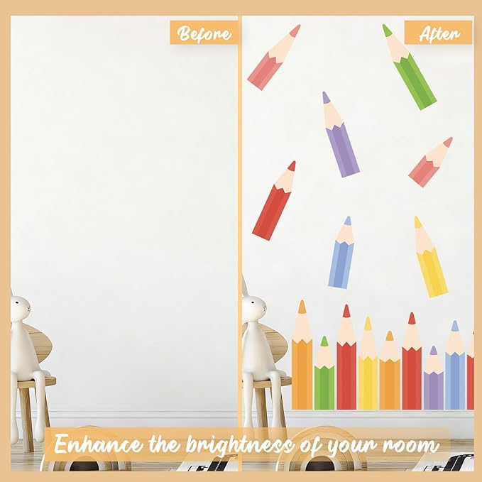 Colored Pencils Wall Decals - 9 Sheets 27 Pcs Colorful Pencil Wall Stickers Peel and Stick Classroom Wall Decor for Back to School Preschool Playroom Nursery