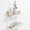 Acrylic Wall Floating Shelves Set of 2, Wall Shelves White 12 Inch Adhesive Wall Organizer Adhesive Shelf for Bathroom, Kitchen, Bedroom, Office, Gaming Room, No Damage, No Drill