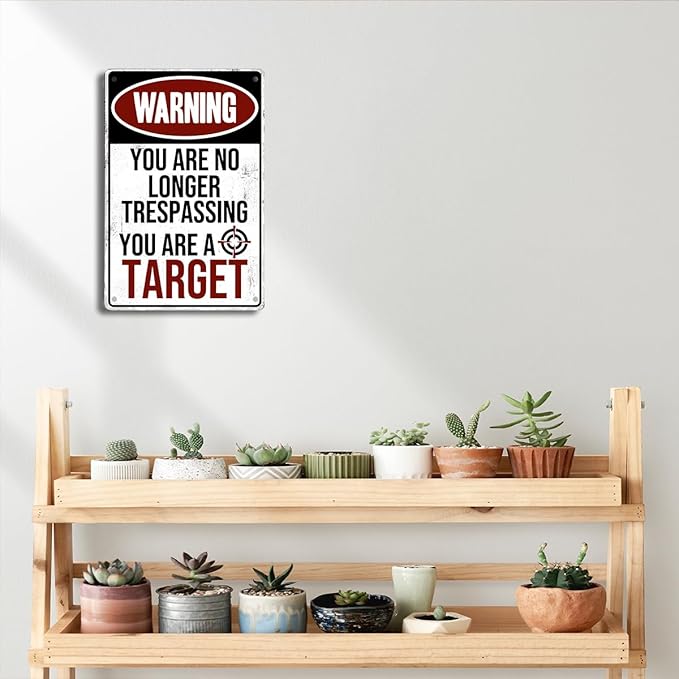 Funny Grunge Room Decor No Trespassing Metal Tin Signs Coffee Bar Garage Vintage Wall Decor Gifts 12 X 8 Inches Outdoor & Indoor