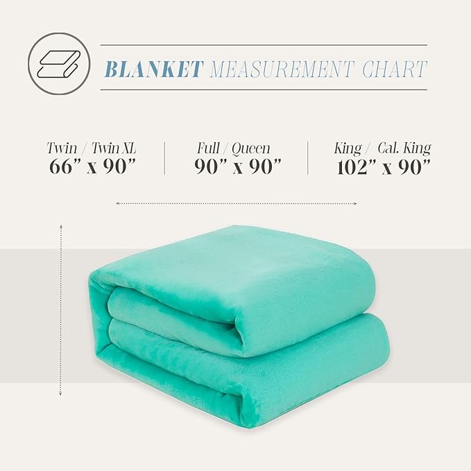 Elegant Comfort Luxury Velvety Feel Blanket, All-Season Lightweight Blanket, Ultra Plush, Soft, Cozy-Fuzzy Flannel Fleece for Couch, Sofa, Bed, Travel, Solid Design, Twin/Twin XL, Tiffany