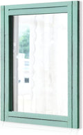 AAZZKANG Rectangle Wall Mirror with Wood Framed Small Modern Hanging Mirrors Decor for Bedroom Bathroom Living Room Entrance Green