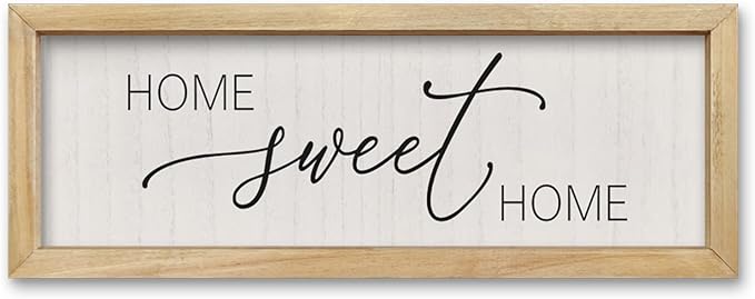 comurdyo Living Room Home Sweet Home Sign Wall Decor 16"×6" Small Home Vintage Farmhouse Minimalist for Wood Framed Dining Room Wall Plaque Hanging Horizontal Art Decor (Wood)