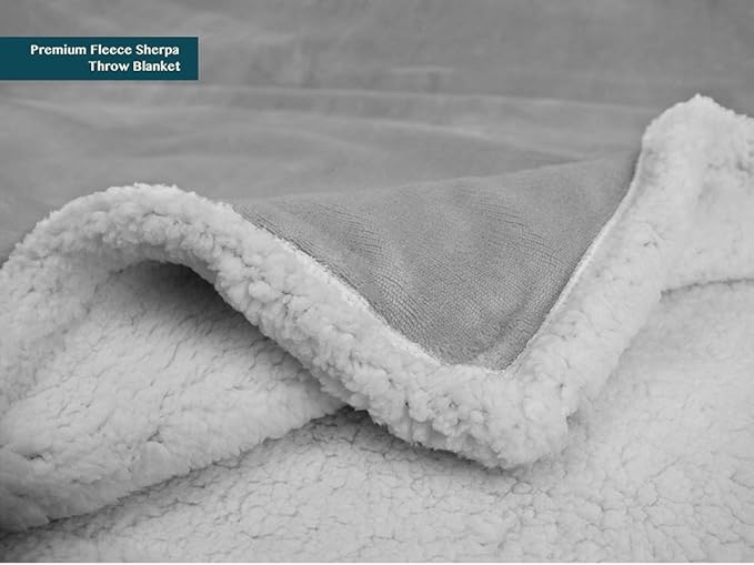 Pavilia Sherpa Fleece Blanket for Bed, Queen Size, Light Grey, Plush Soft Fuzzy, Cozy Reversible Winter Blanket for Women & Men, 90x90 Inches